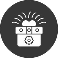 icono de glifo de caja de regalo invertido vector