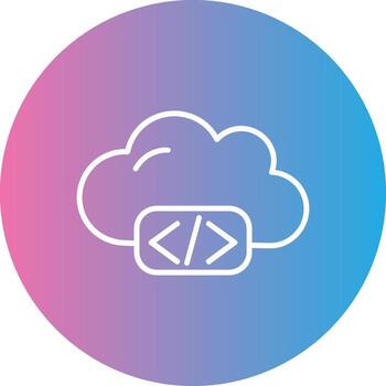 nube codificación línea degradado circulo icono vector