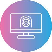 Security Computer Faceprint Line Gradient Circle Icon vector