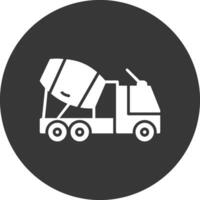 Concrete Truck Glyph Inverted Icon vector