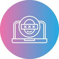 Security Laptop Faceprint Line Gradient Circle Icon vector