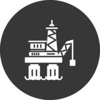 Offshore Platform Glyph Inverted Icon vector