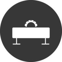 Saw Machine Glyph Inverted Icon vector