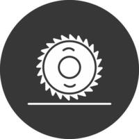 circular Sierra glifo invertido icono vector