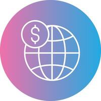 Global Business Line Gradient Circle Icon vector