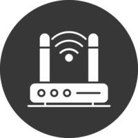 Wireless Modem Glyph Inverted Icon vector