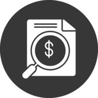 Money Search Glyph Inverted Icon vector