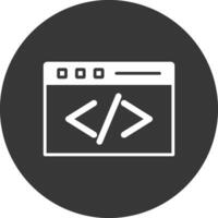 coding Glyph Inverted Icon vector