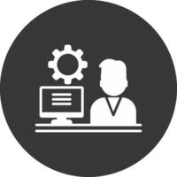 Admin Work Glyph Inverted Icon vector