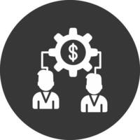 dinero equipo conectar glifo invertido icono vector