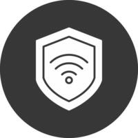 Wifi seguridad glifo invertido icono vector