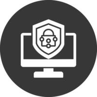 Security Computer Fix Glyph Inverted Icon vector