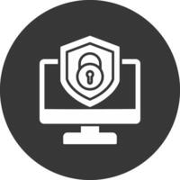 PC Security Glyph Inverted Icon vector