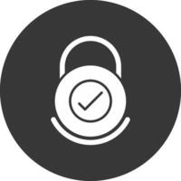 Security Check Glyph Inverted Icon vector