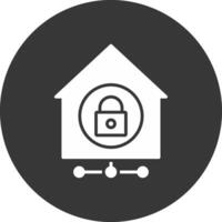 hogar red seguridad glifo invertido icono vector