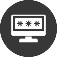 Security Computer Password Glyph Inverted Icon vector