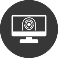 Security Computer Faceprint Glyph Inverted Icon vector