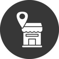 Shop Location Glyph Inverted Icon vector