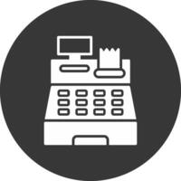 Cash Register Glyph Inverted Icon vector