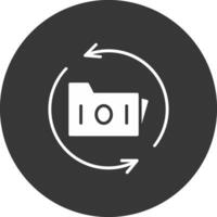 Data Backup Glyph Inverted Icon vector