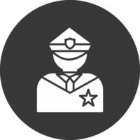 policía glifo invertido icono vector