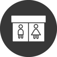público baño glifo invertido icono vector