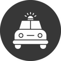 icono de glifo de coche de policía invertido vector