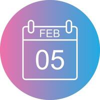 February Line Gradient Circle Icon vector