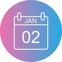 January Line Gradient Circle Icon vector