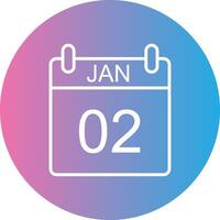 January Line Gradient Circle Icon vector