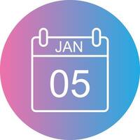 January Line Gradient Circle Icon vector