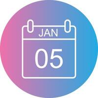 January Line Gradient Circle Icon vector