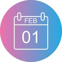 February Line Gradient Circle Icon vector