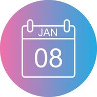 January Line Gradient Circle Icon vector