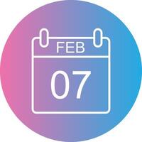 February Line Gradient Circle Icon vector