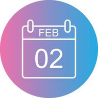 February Line Gradient Circle Icon vector