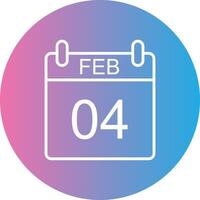 February Line Gradient Circle Icon vector