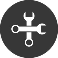 Spanner Glyph Inverted Icon vector