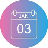 January Line Gradient Circle Icon vector