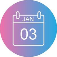 January Line Gradient Circle Icon vector