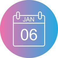 January Line Gradient Circle Icon vector