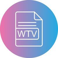 WTV File Format Line Gradient Circle Icon vector