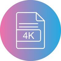 4K File Format Line Gradient Circle Icon vector