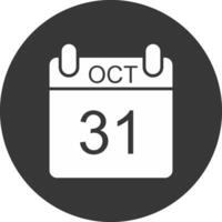 October Glyph Inverted Icon vector