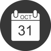 octubre glifo invertido icono vector