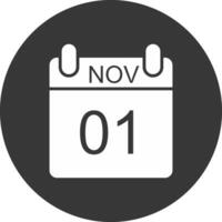 noviembre glifo invertido icono vector