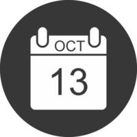 octubre glifo invertido icono vector