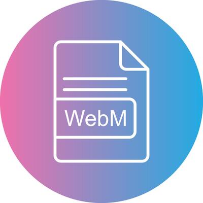 WebM File Format Line Gradient Circle Icon