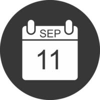 September Glyph Inverted Icon vector