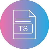 TS File Format Line Gradient Circle Icon vector